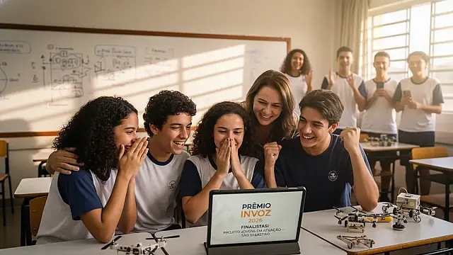 Alunos de São Sebastião celebram a conquista da vaga na final do prestigiado prêmio de inovação educacional.