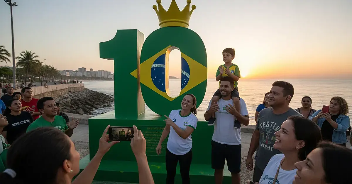 São Vicente veste verde e amarelo: Píer do Pelé entra no clima da Copa do Mundo de 2026