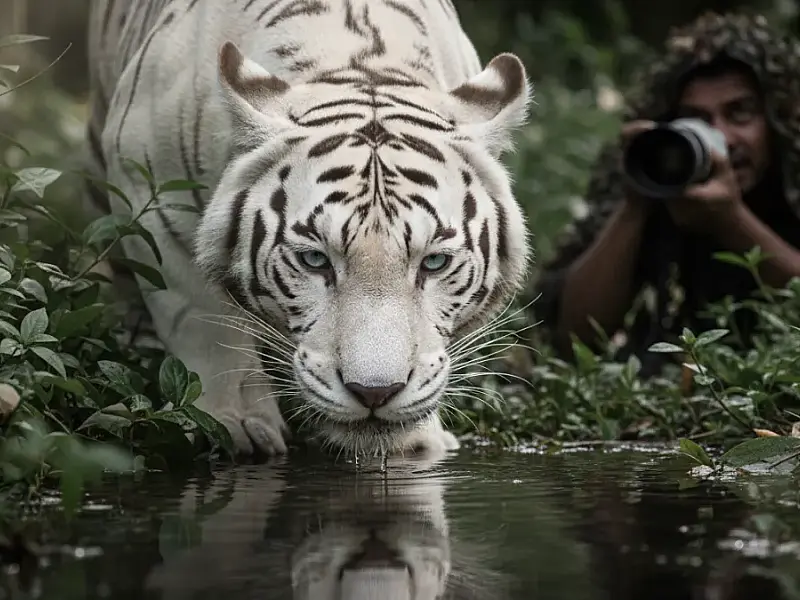 Tigre branco: a fascinante e rara mutação que desafia a natureza com sua beleza