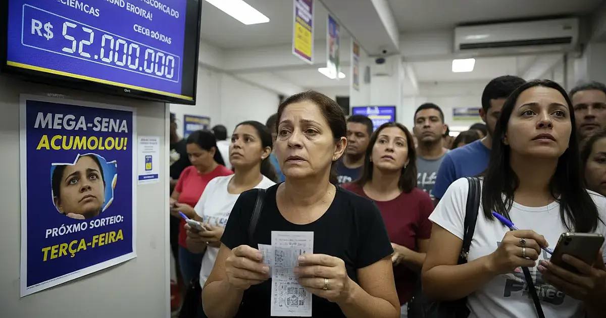 Mega-Sena acumula e prêmio de R$ 52 milhões agita apostadores para terça-feira