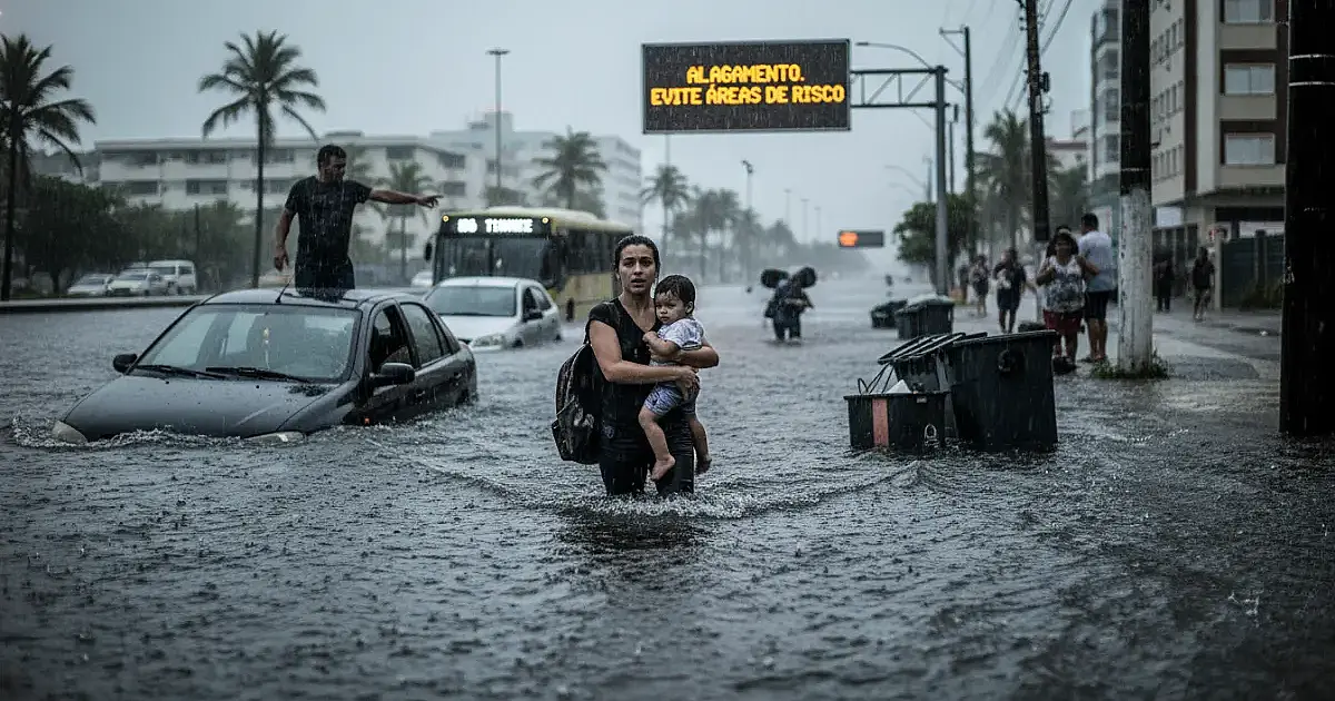 Litoral de SP em alerta máximo: frente fria traz risco de enchentes e caos no trânsito