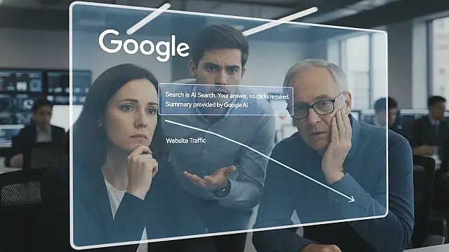 A nova interface de busca do Google prioriza resumos gerados por inteligência artificial em vez dos tradicionais links de sites.