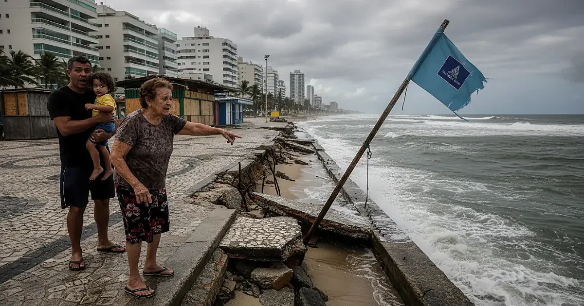 Guarujá sob ameaça: o avanço do mar que desafia o recorde mundial da Praia do Tombo