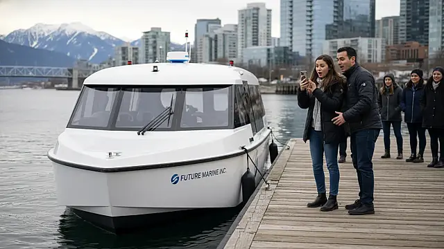Embarcação autônoma e elétrica desenvolvida pela Future Marine Inc. para transporte urbano.