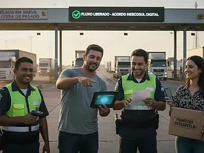 Caminhões de carga em zona de fronteira: novo acordo promete acelerar liberação aduaneira no Mercosul.