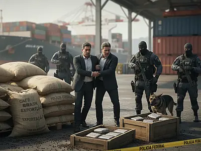Agentes da Polícia Federal durante a execução dos mandados da Operação Off-Grade Coffee.