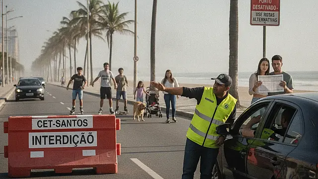 Avenidas da orla de Santos serão ocupadas por lazer e esporte neste domingo. Foto: Divulgação/PMS