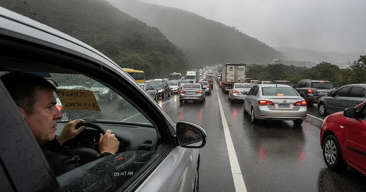 Trânsito na Anchieta e Imigrantes: Lentidão assustadora trava subida da serra nesta segunda