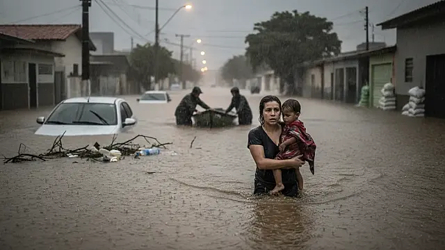 Nuvens carregadas indicam a chegada de frentes frias intensificadas pelo El Niño em diversas regiões do Brasil.