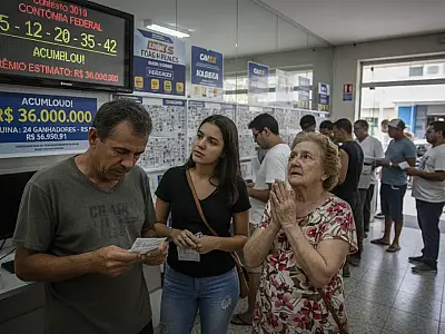 Sorteio da Mega-Sena realizado no Espaço da Sorte em São Paulo; prêmio principal acumulou novamente.