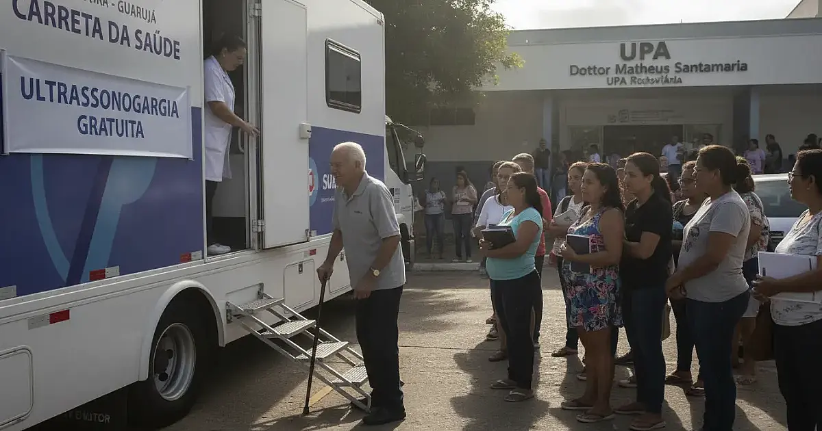 Mutirão em Guarujá: Carreta da Saúde oferece 100 exames de ultrassom gratuitos por dia