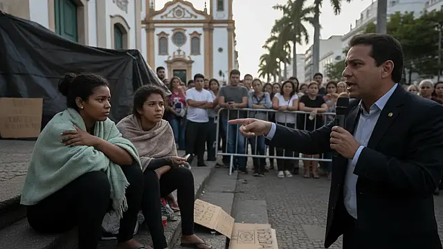 O vereador Sérgio Santana durante análise da situação social na Câmara Municipal de Santos.