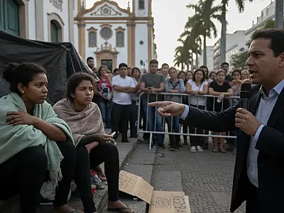 O vereador Sérgio Santana durante análise da situação social na Câmara Municipal de Santos.
