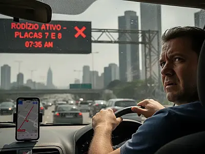 Fiscalização eletrônica monitora o rodízio de veículos no Centro Expandido de São Paulo durante os horários de pico.