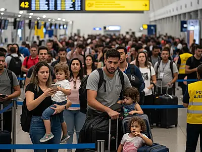 Movimentação intensa nos saguões exige planejamento redobrado dos passageiros durante o feriado.