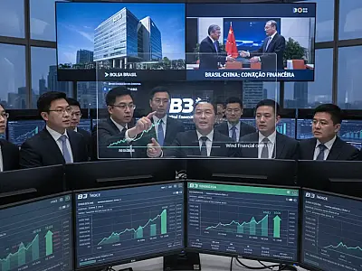 O ministro Dario Durigan em Xangai durante o lançamento da plataforma que conecta a bolsa brasileira ao mercado chinês.