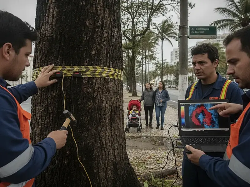 Guarujá utiliza tecnologia de tomografia para 'ler' árvores e prevenir acidentes