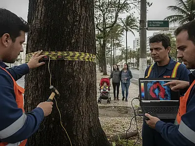 Guarujá utiliza tecnologia de tomografia para 'ler' árvores e prevenir acidentes