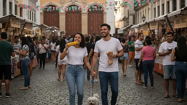 Eventos de economia criativa e festas juninas movimentam praças e pontos turísticos de Santos neste final de semana.
