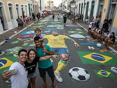 Rua em Santos vira galeria a céu aberto com homenagem a Neymar para a Copa