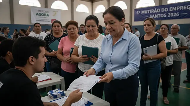 Candidatos participam de processo seletivo no Centro Público de Emprego e Trabalho (CPET) de Santos.