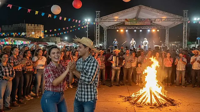 O Arraiá Caiçara de Bertioga atrai turistas e moradores com fogueira tradicional e muita música gratuita.