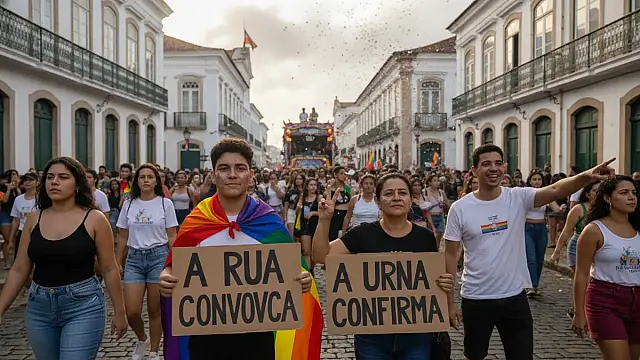 Parada do Orgulho LGBT+ de Santos celebra diversidade e cobra direitos no Centro Histórico.