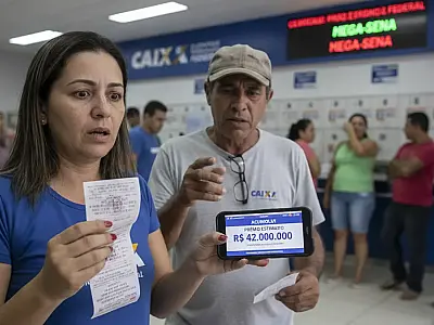 Sorteio da Mega-Sena realizado no Espaço da Sorte, em São Paulo, pela Caixa Econômica Federal.