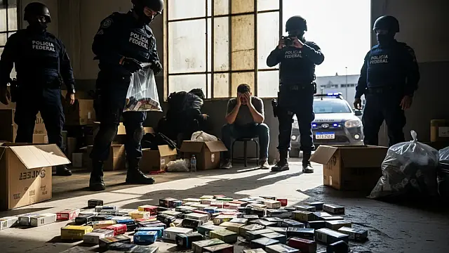 Agentes da Polícia Federal em operação de busca e apreensão contra o comércio clandestino de cigarros eletrônicos.