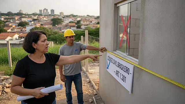 Instalação de janelas em divisórias de terrenos exige atenção às regras de recuo do Código Civil.