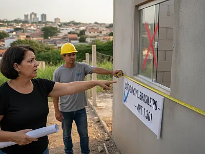 Instalação de janelas em divisórias de terrenos exige atenção às regras de recuo do Código Civil.