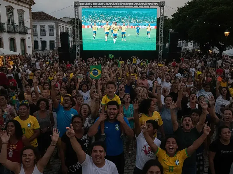 São Vicente cria 'Arena' na Vila para transmitir jogos da Seleção Brasileira com telão e gastronomia
