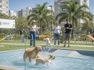 O novo parque em Santos contará com piscina adaptada e equipamentos de lazer para cães de todos os tamanhos.