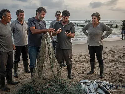 Pesca de arrasto de praia na costa brasileira; modalidade está suspensa para a tainha.