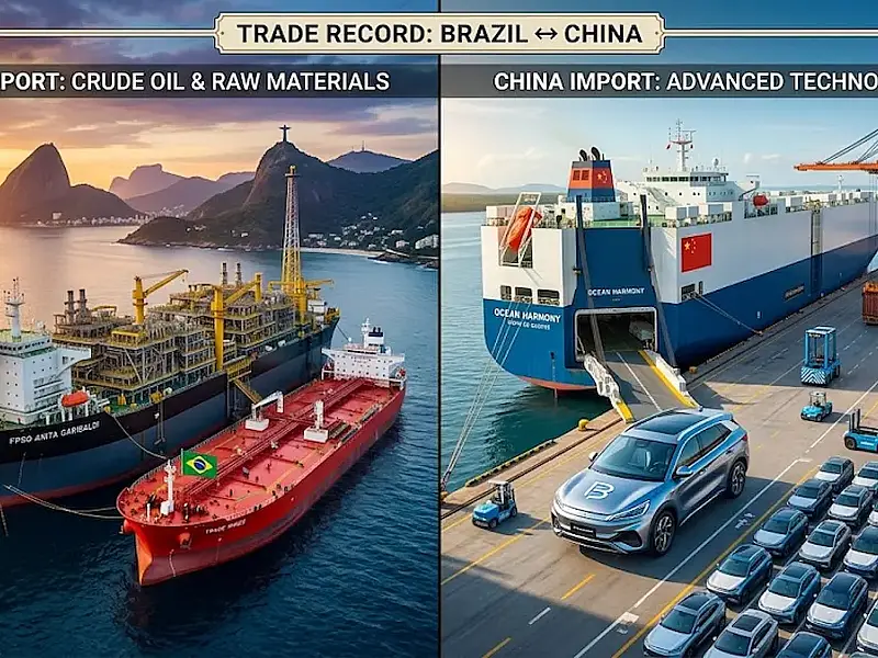 Brasil e China quebram recorde comercial com explosão de elétricos e petróleo