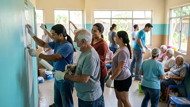 Moradores e voluntários unem forças para reformar instituições de idosos e centros comunitários no Vale do Ribeira, em São Paulo.
