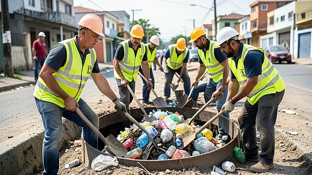 Trabalho de manutenção nas redes de esgoto da Baixada Santista revela o volume de resíduos descartados incorretamente pela população.