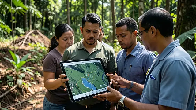 Imagem aérea da Serra do Mar e mananciais hídricos em Cubatão, protegidos por novas tecnologias de monitoramento.
