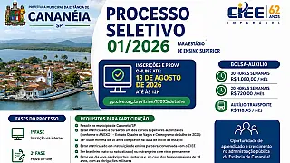 Prefeitura Municipal da Estância de Cananéia abre novas oportunidades de estágio para estudantes do ensino superior em 2026.