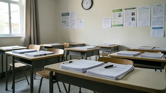 Representação editorial conceitual da aplicação de provas do Encceja.
