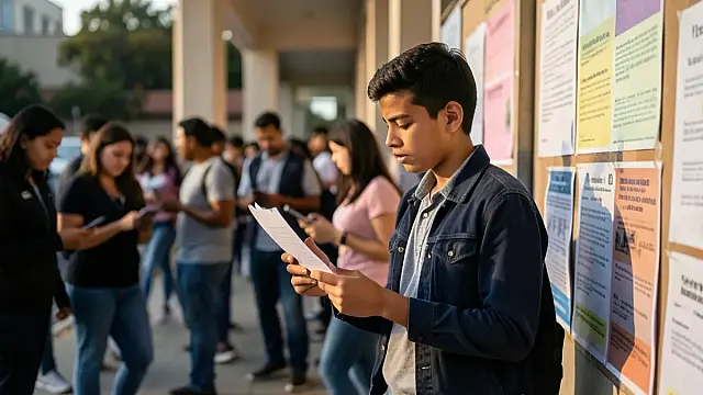 Estudantes acessando computador para realizar inscrição no Vestibular das Fatecs.