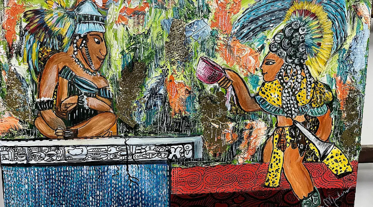 Exposição sobre povos originários transforma saguão da Seduc em São Vicente