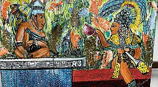 Exposição sobre povos originários transforma saguão da Seduc em São Vicente