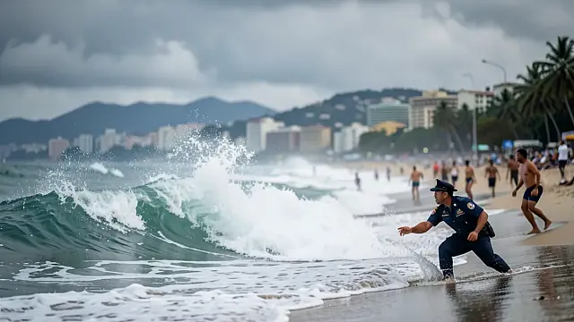 Ondas fortes atingem a orla do Rio de Janeiro após passagem de frente fria pelo oceano.