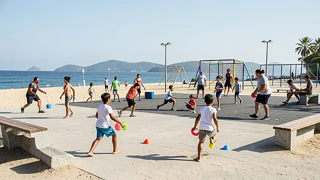 Representação editorial de programação comunitária de esporte e lazer em Boraceia, Bertioga.