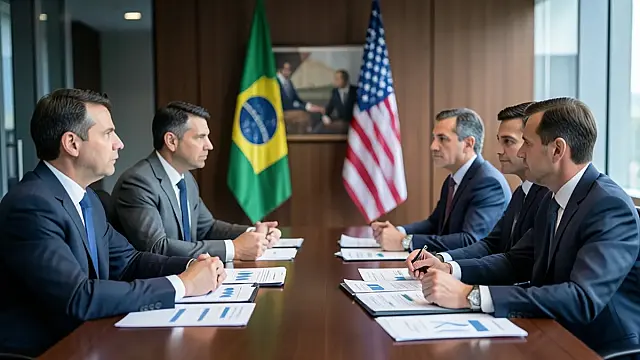 Representação editorial de negociação comercial entre Brasil e Estados Unidos, que terão nova rodada de conversas durante encontro do G20.