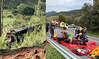 Ônibus cai em ribanceira e deixa ao menos cinco mortos em Cruzeiro