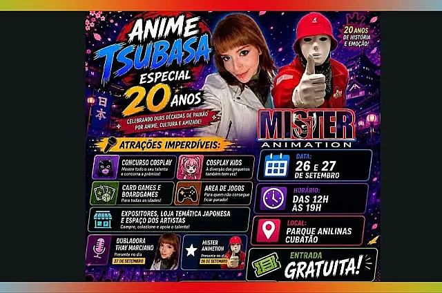 Anime Tsubasa celebra 20 anos com festival gratuito neste fim de semana em Cubatão