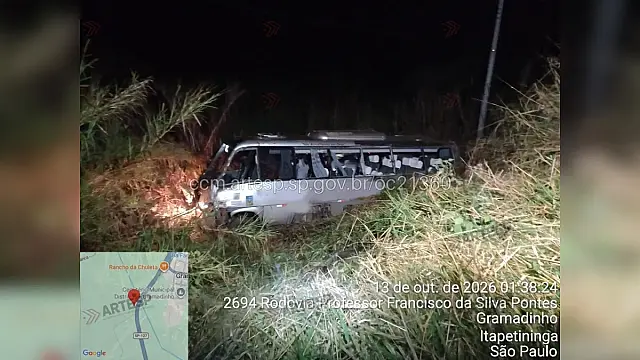 Micro-ônibus capota em rodovia de São Paulo e deixa três mortos e 14 feridos